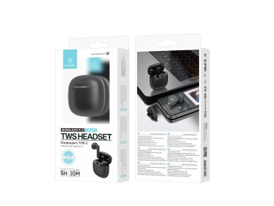 Techancy Auricular TWS KP2709 Sem Fios 5.3 Bluetooth Porta Type C Distancia de 10m 5h de Musica Esto