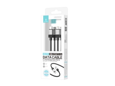 Techancy PD Data Cable TB1800, 27W, 1m Black, USB-C to Lightning, Aluminum Alloy Connector, Compatib