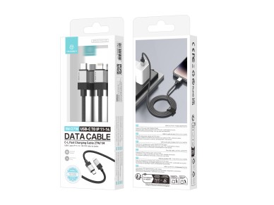 Techancy PD Data Cable TB1800, 27W, 1m Black, USB-C to Lightning, Aluminum Alloy Connector, Compatib