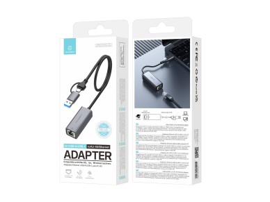 Techancy USB-A/USB-C to RJ-45 Ethernet Adapter MG1425, Compatible with Mac OS, iOS, Windows Systems,