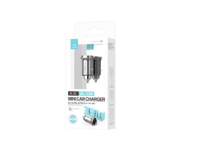 Techancy Mini Carregador TC6425, 33W, USB-A+USB-C, Liga de AlumInio, CompatIvel com Carros, Design S
