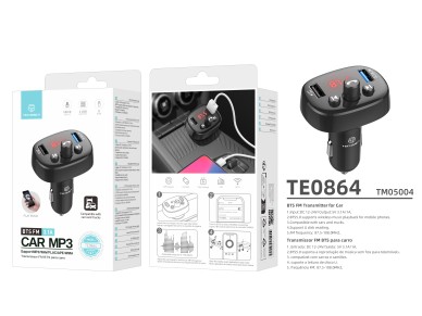 Transmisor FM para coche Techancy TE0864, color negro, 3,1 A, 2 puertos USB, reproductor MP3, compat