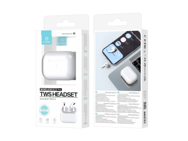 Techancy Tws Wireless Headset Pro White KP2708, Bluetooth 5.3, Auricular Estreo Com Conversao, Re