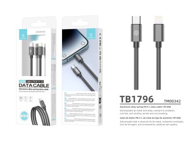 Techancy USB C to Lightning Cable 1m TB1796, All-Metal Design, Animal Resistant, 30 Watt Fast Chargi