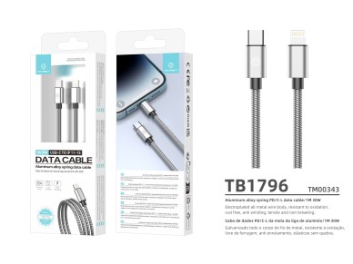 Techancy USB C to Lightning Cable 1m TB1796, All-Metal Design, Animal Resistant, 30 Watt Fast Chargi