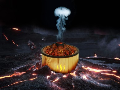 Techancy Humidificador De Aromas Com Controlo Remoto LD3916, Design Com Textura De Madeira Falsa Par