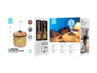 Techancy Humidificador De Aromas Com Controlo Remoto LD3916, Design Com Textura De Madeira Falsa Par