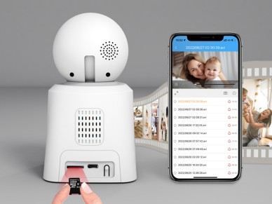 Cámara inteligente Techancy SH043 con pantalla 1080P, rotación de 360°, visión n
