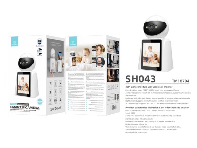 Cámara inteligente Techancy SH043 con pantalla 1080P, rotación de 360°, visión n