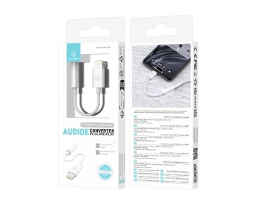 Techancy IP7/8/X/11-14 to 3.5mm Audio Converter TV3759, Supports Music, Games, Compatible with iOS D