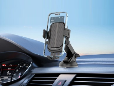 Techancy Ti2318 Car Phone Holder Black, 4.0-7.2 Inch, Suction Cup Mount, One-Touch Lock