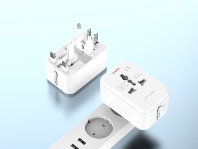 Adaptador de viaje universal Techancy MB2500 blanco, 2500 W (máx.), función de conversi