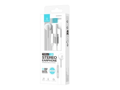 Auriculares estéreo Techancy TD8090 de metal blanco, puerto DSP/tipo C, compatibles con Samsung