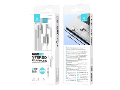 Auriculares estéreo Techancy TD8090 de metal blanco, puerto DSP/tipo C, compatibles con Samsung