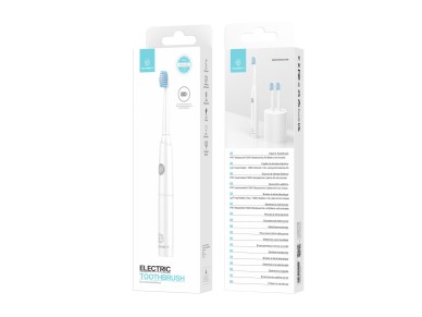Techancy KH6200 White Electric Toothbrush, Vibrating Teeth Cleaner, Replaceable Brush Head, AA Batte