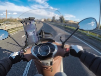 Techancy Ti2303 Motorcycle Phone Holder, 4.7-6.8 Inch, Motorcycle Rearview Mirror Mount, Not Easy to
