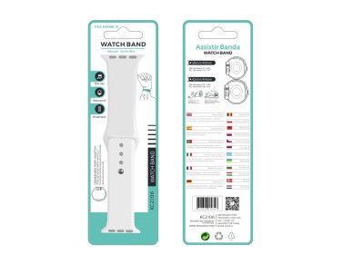 Techancy Pulseira De Silicone Branca KC2106, Compatvel Com Apple Watch 38/40/41mm, Material De Sili