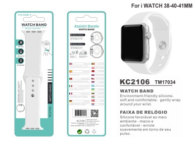 Techancy Pulseira De Silicone Branca KC2106, Compatvel Com Apple Watch 38/40/41mm, Material De Sili