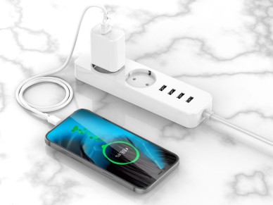 Techancy Cabo De Dados Usb-Tipo C Branco TB1725, 2 M De Comprimento, 2,4 A De Carregamento, Compatv