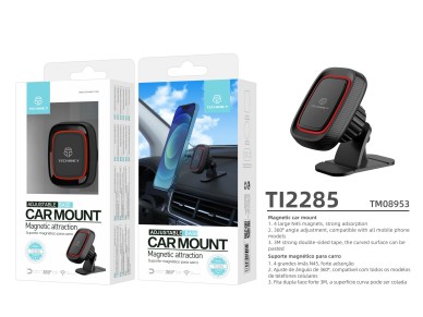 Techancy Ti2285 Magnetic Car Phone Holder, Strong Magnetic Adsorption Capacity. Black and Red