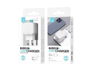 Cargador rápido Techancy Techancy 43w blanco TA2813, diseño Pd+Usb, compatible con disposi