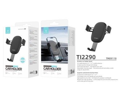 Techancy Gravity Car Mount for Cell Phones 4.5 - 6.7' TI2290, Adjustable Viewing Angle, Black