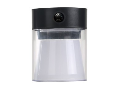 Cylindrical solar wall light 4w 500lm, 3,000/4,000/6,500k, 3cct, with sensor, black