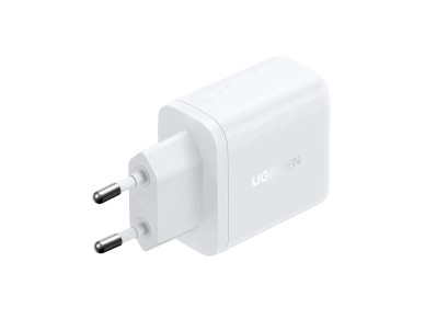 Cargador de pared Ugreen X227 de 20 W GaN (1 USB-A, 1 USB-C) - Blanco