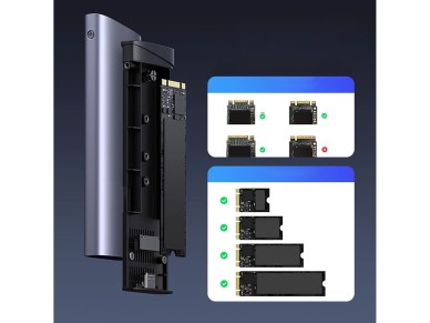 Ugreen CM767 M.2 NVMe/SATA SSD Disk Case - Silver