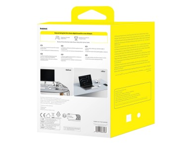 Baseus PowerCombo 7 en 1 - Regleta de enchufes (3 AC, 3 USB-A y 1 USB-C, 20 W, 1,5 m), color blanco