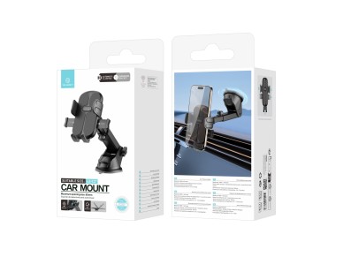 Techancy Car Phone Holder TI2341 Suction Base Automatic Operation Compatible 4.5-7.2 in Black