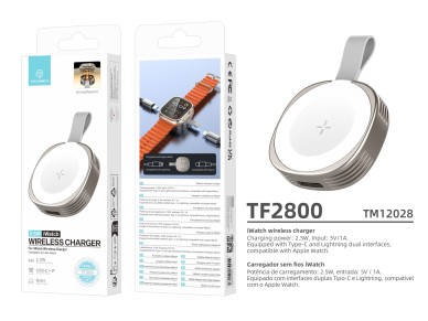Techancy iWatch TF2800 2.5W Wireless Charger, strong magnet, USB-C/Lightning, compact, compatible wi