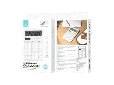 Techancy Desktop Calculator MK1166 12 Digits Dual Energy Function GT/MU ABS TM25001 White