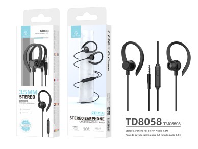 Auriculares estéreo Techancy TD8058 de 3,5 mm, cable de 1,2 m con micrófono, sonido de alt