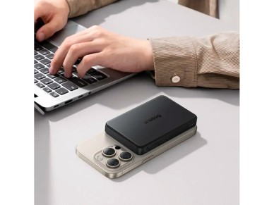 Banco de energía magnético Baseus Airpow Qi2 de 10000 mAh y 22,5 W con cable negro có