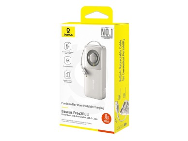 Baseus Free2Pull 10000mAh 30W powerbank with USB-C port and retractable USB-C cable - gray