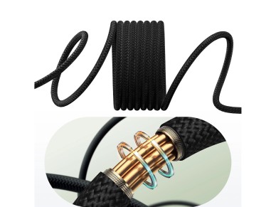 Cable magnético USB-C/USB-C Baseus Tungsten Gold de 100 W y 1 m, color negro