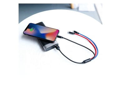 Baseus Three Primary Colors 3in1 USB-A - micro USB / Lightning / USB-C 3.5A cable 0.3 m - black