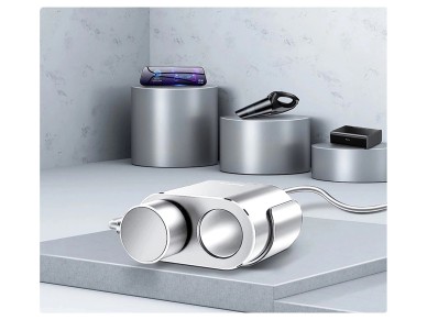 Baseus CRDYQ-0S divisor 2x soquetes de acendedor de cigarros 80W 2x USB-A 3.1A - prata