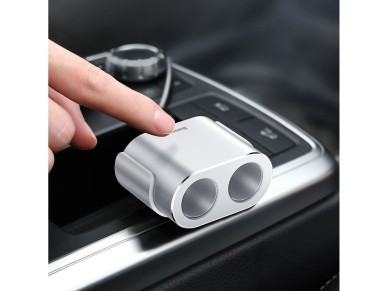 Baseus CRDYQ-0S divisor 2x soquetes de acendedor de cigarros 80W 2x USB-A 3.1A - prata