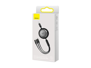 Baseus cable Bright Mirror 2 3w1 USB - micro USB + Lightning + USB-C 1,1m 3,5A black retractable