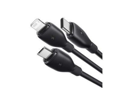Baseus Ultra-Fast One-for-Three Fast Charging Cable USB-A to M+L+C 3.5A 0.8m Cosmic Black