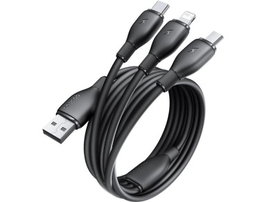 Baseus Ultra-Fast One-for-Three Fast Charging Cable USB-A to M+L+C 3.5A 0.8m Cosmic Black