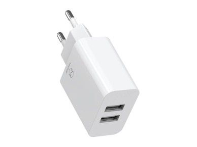 Cargador USB doble Mcdodo CH-6720 (UE) Lightning 1 m, set de viaje (blanco)