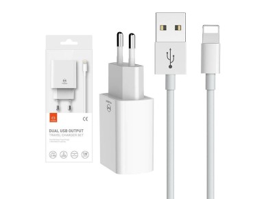 Cargador USB doble Mcdodo CH-6720 (UE) Lightning 1 m, set de viaje (blanco)