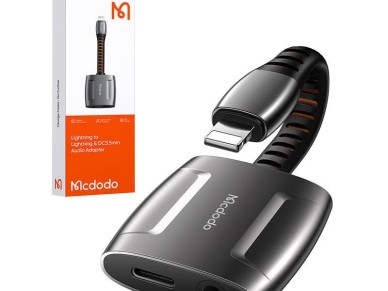 Adaptador Lightning para Lightning + mini jack AUX de 3,5 mm, Mcdodo CA-6340 (preto)
