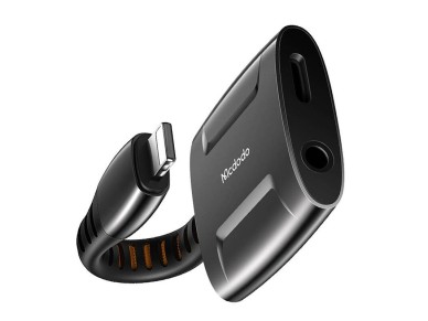 Adaptador Lightning para Lightning + mini jack AUX de 3,5 mm, Mcdodo CA-6340 (preto)