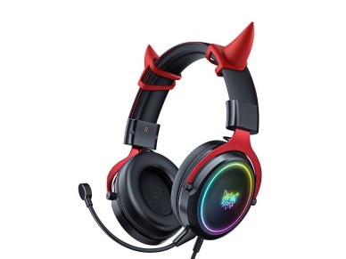 ONIKUMA X10 gaming headphones Black and red Demona pinks