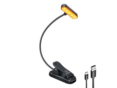 Lmpara inalmbrica Glocusent ET-Head GLCSNTA1801, luz de lectura con clip, USB-C, 650 mAh, temporiz