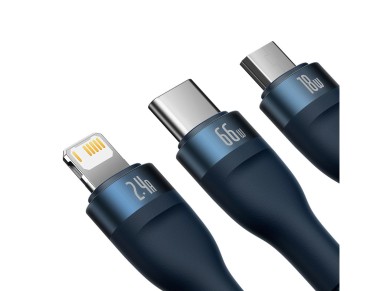 Baseus Flash Series Ⅱ 3in1 Fast Charging Cable USB-A to USB-C / Micro-USB / Lightning 66W 480M